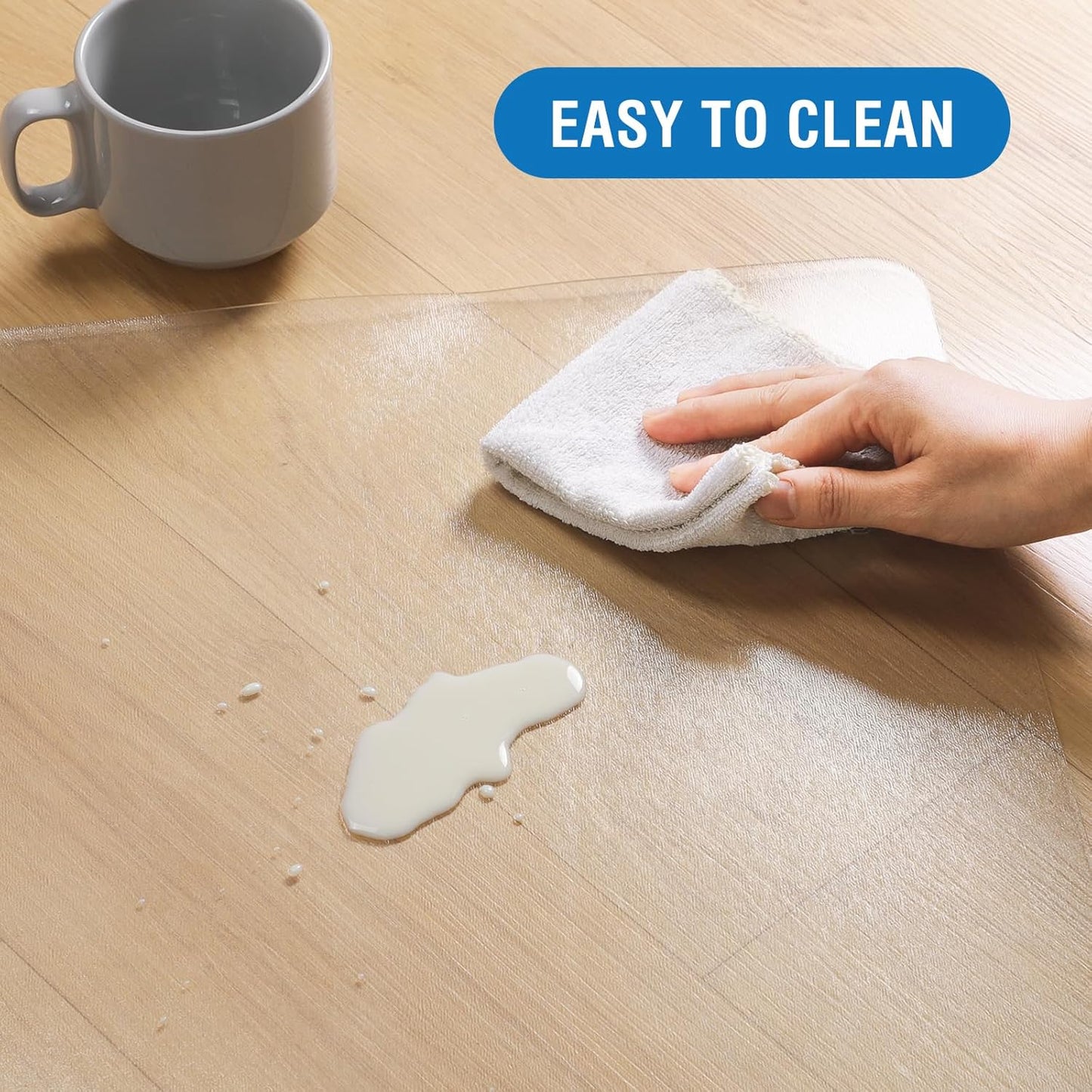 Clear Chair Mat, 60" x 50" Office Chair Mat for Hard Floors, Desk Floor Mat for Gaming, Vinyl Floor Mat for Home Office Kichen Living Room, Clear