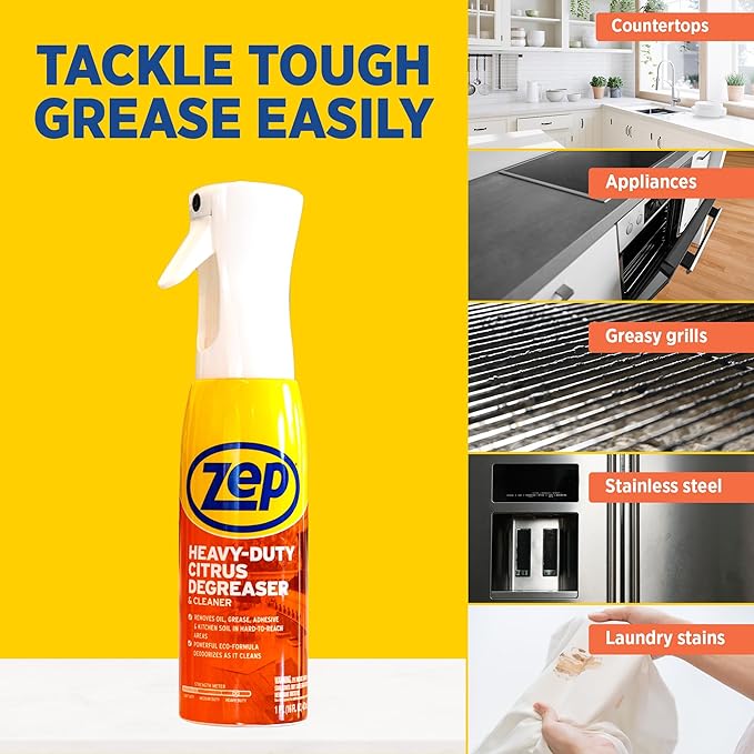 Zep Heavy Duty Citrus Degreaser and Cleaner Mist -16 fl oz ZUCIT20 - Removes Oil, Grease, Adhesive & Kitchen Soil, In Hard-To-Reach Areas