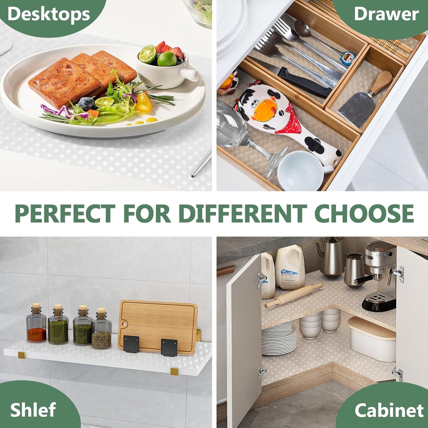 Shelf Liners, Non-Adhesive Drawer Liner, Waterproof & Oil-Proof Kitchen Cabinet Cupboard Liner Plastic EVA Material BPA Free Fridge Liner Mats Paper Protector for Shelves (Clear/12in x 60in)