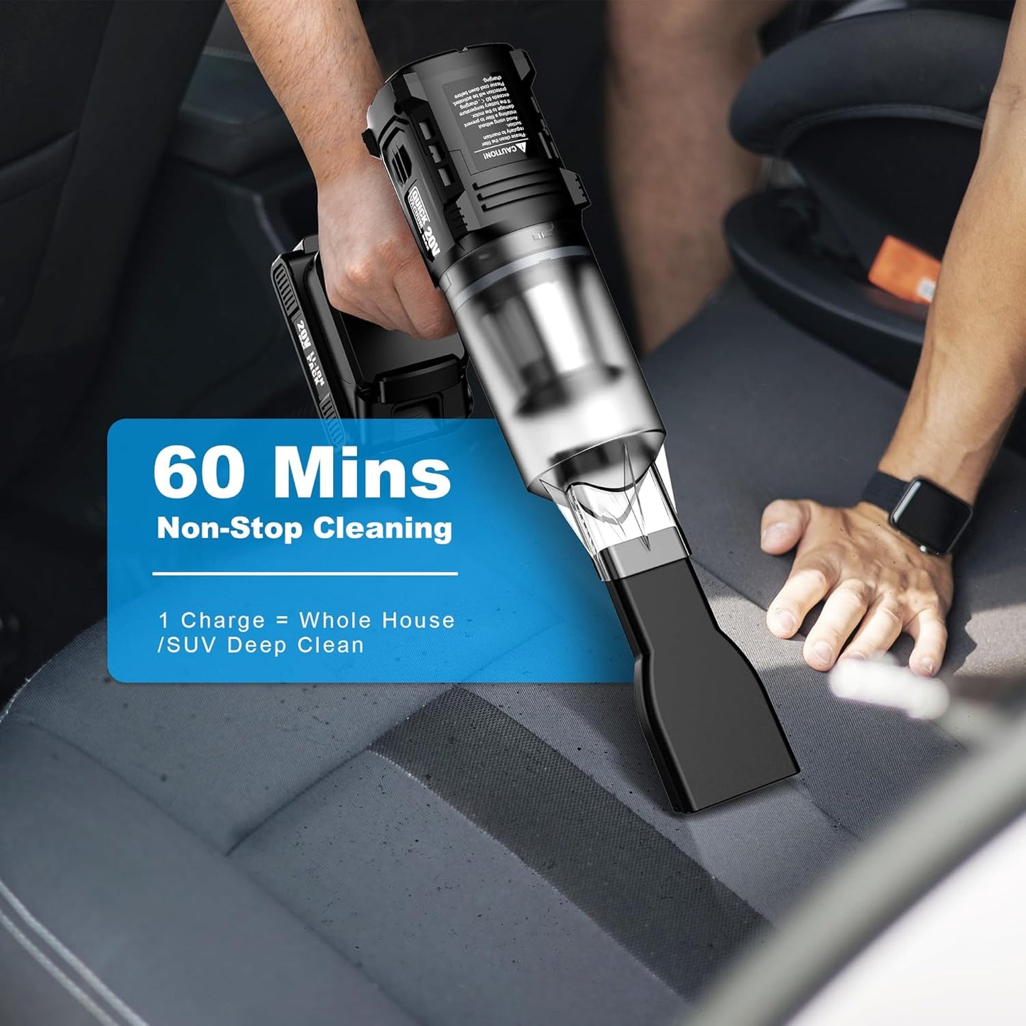 Handheld Vacuum Cleaner Cordless - 35000PA Strong Suction for Car & Home, Car Vacuum Portable Rechargeable Lightweight for Pet Hair with HEPA Filter, Quick Clean in Office/Desk/Couch (Black)