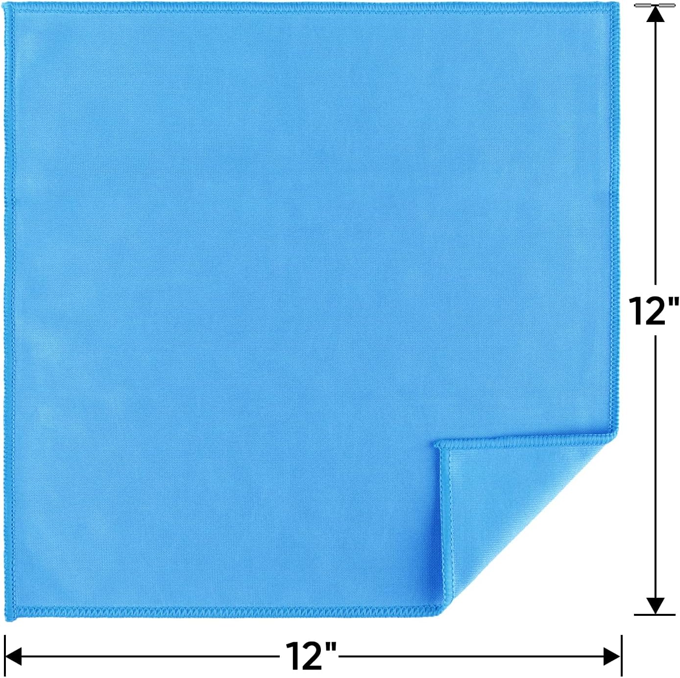 HOMEXCEL Microfiber Glass Cleaning Cloth 12 PK, Lint Free Streak Free, Reusable Cleaning Cloth for Cleaning Windows, Glasses, Mirrors, Screens, Stainless Steel, and More Blue-12”×12”