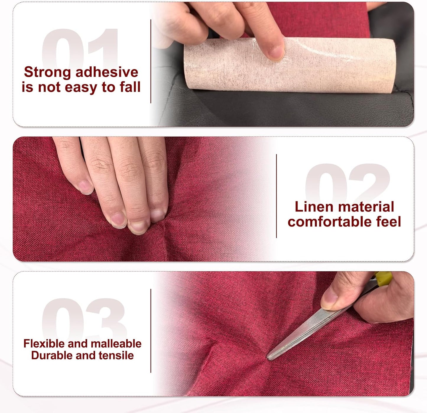PATIKIL 70x4.4 Inch Linen Repair Tape, Repair Fabric Patch Self Adhesive Couch Patch Line Repair Patch for Furniture Sofa Car Seats Office Chairs, Dove Gray