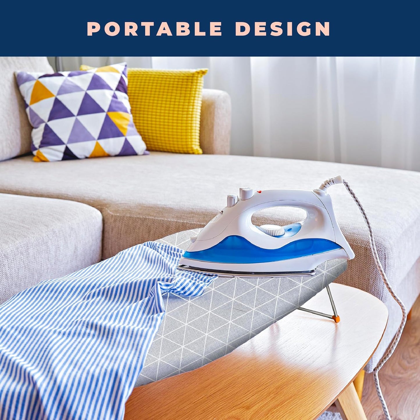 Tabletop Ironing Board with Folding Legs, Small Ironing Board with Thick Cotton Cover, Portable Mini Iron Board for Sewing, Craft Room, Household, Dorm, Table Top, 12x30