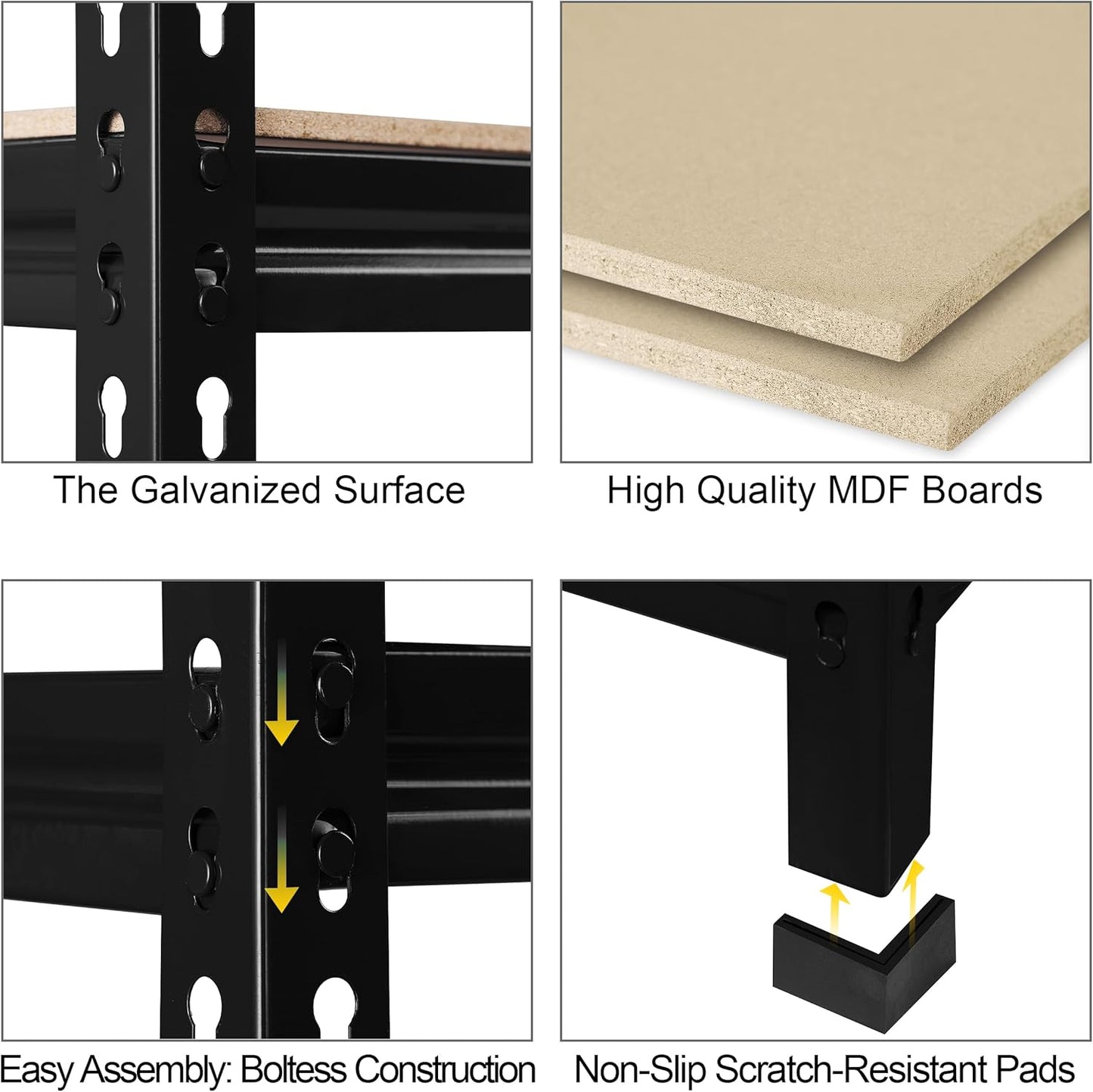 PrimeZone Storage Shelves 5 Tier Adjustable Garage Storage Shelving, Heavy Duty Metal Storage Utility Rack Shelf Unit for Warehouse Pantry Closet Kitchen, 28" x 12" x 59", Black