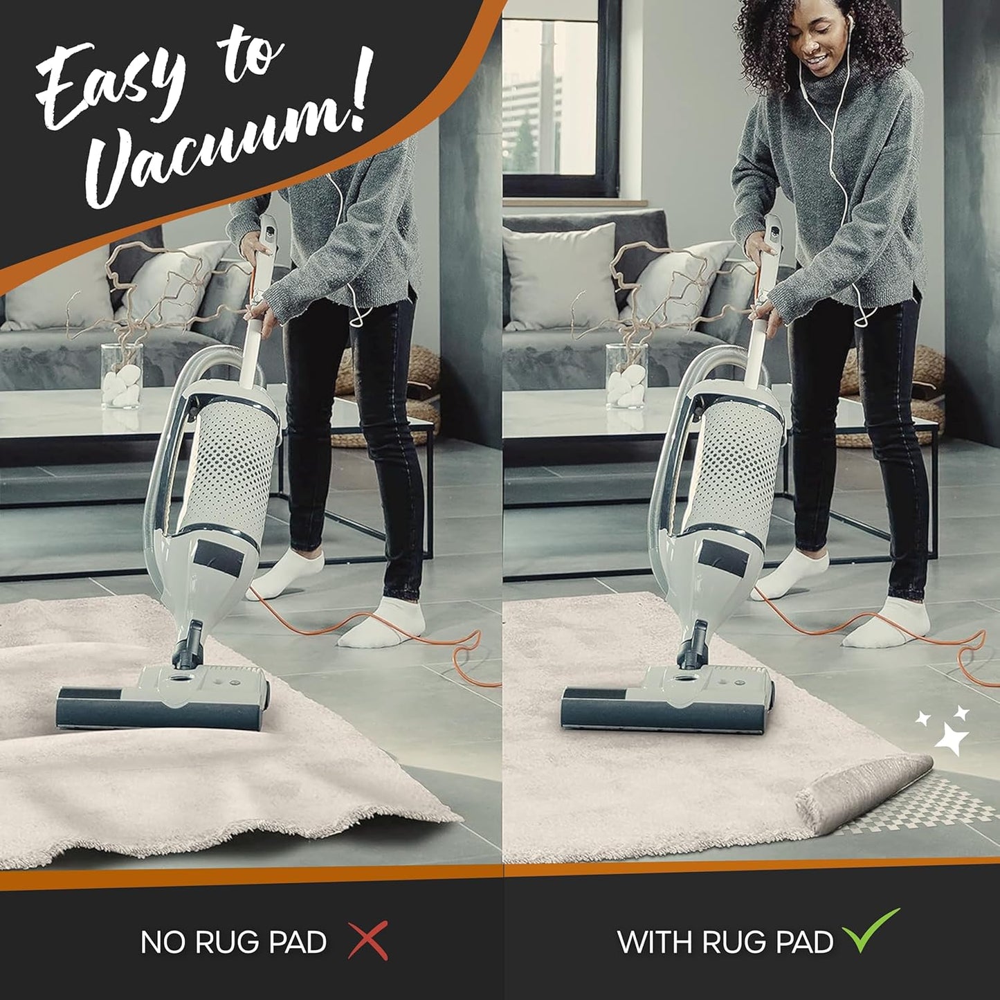 Nevlers 2 ft x 60 ft White Non Slip Rug Gripper Roll for Runners, Larger Rugs & Carpets | Strong Suction Non Skid Rug Pad for All Hard Surface Flooring | Breathable PVC Carpet Pad Anti Slip Rug Grips