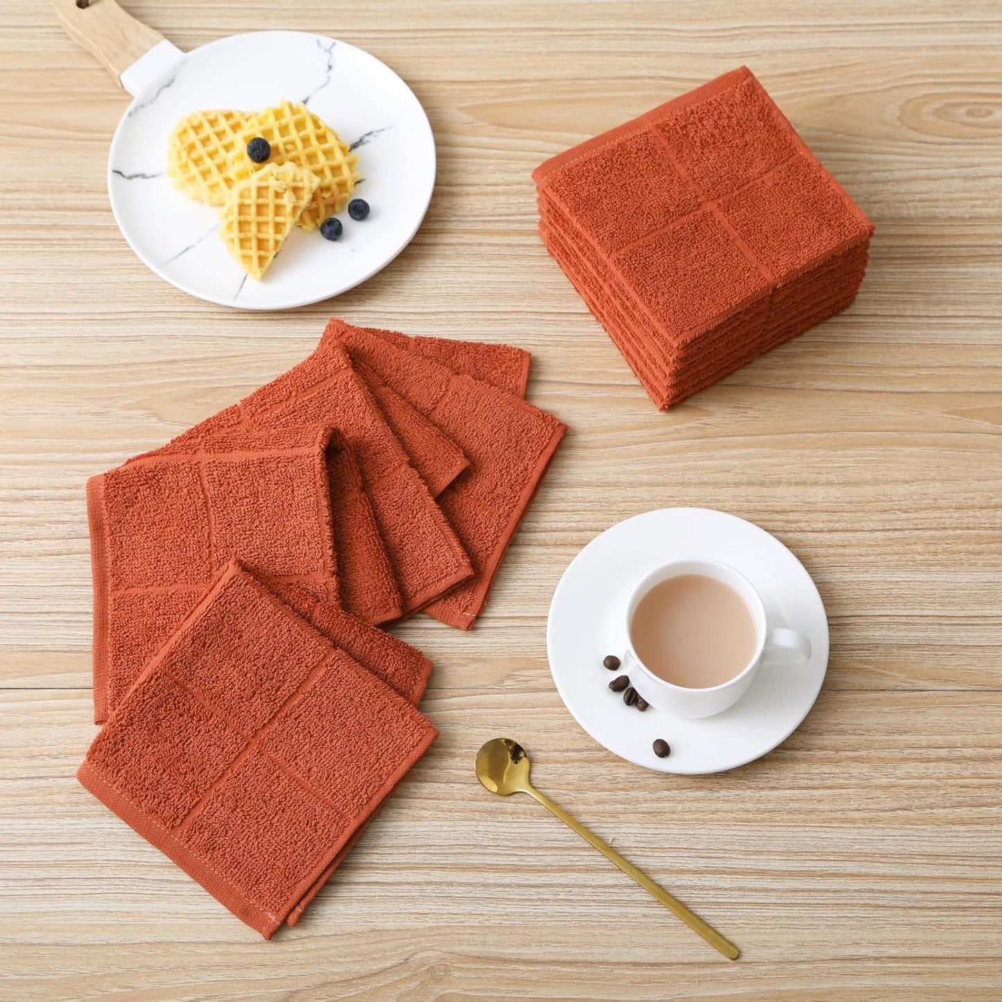 Glynniss Kitchen Dish Cloths Highly Absorbent Dish Rags 100% Cotton Wash Cloths for Washing Dishes (Green, 50)