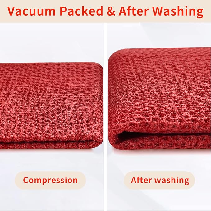 Homaxy 100% Cotton Waffle Weave Kitchen Dish Cloths, 7-Pack Ultra Soft Absorbent Dish Towels, Quick Drying Dish Rags, 12 x 12 Inches, Brick Red
