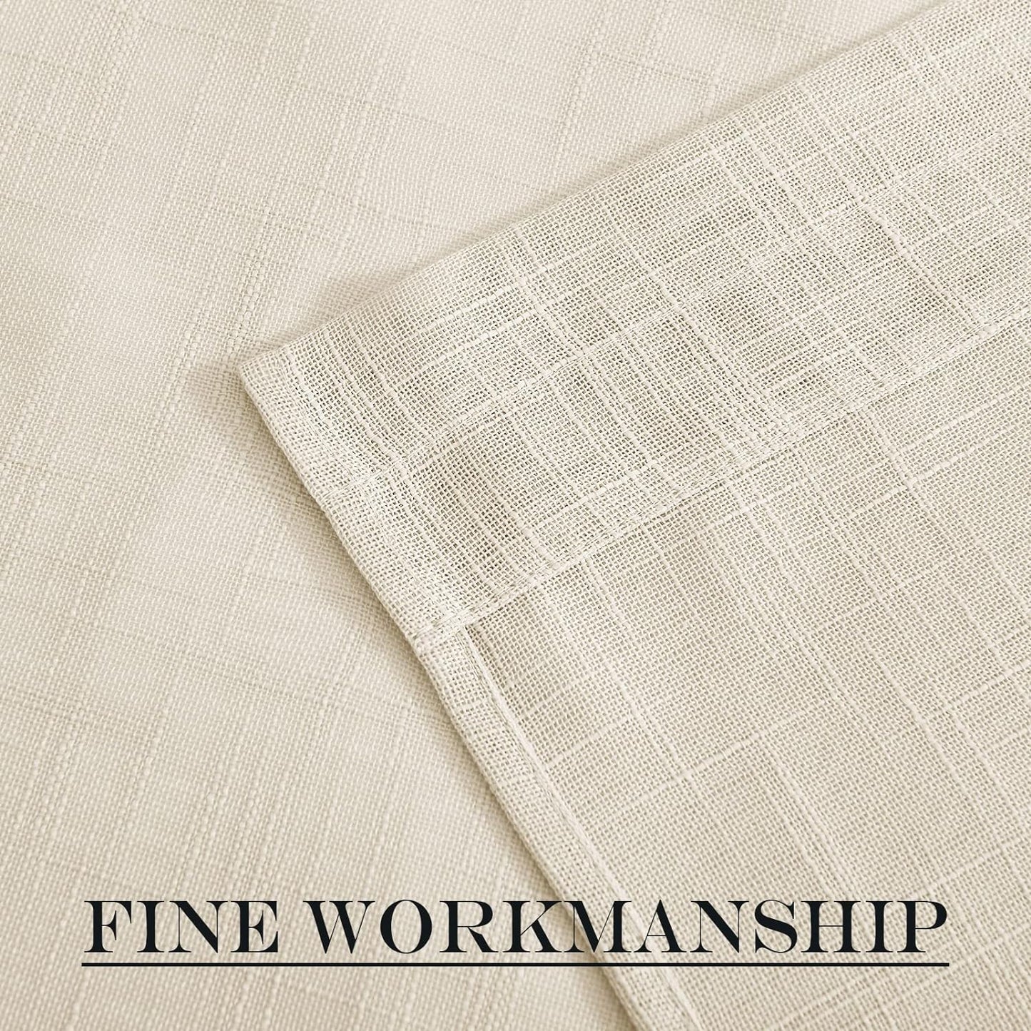 NICETOWN Linen Textured Door Panel - Semitransparent Sheer Curtain Privacy Semi Voile French Door Drape (Beige, 52 inches Wide x 40 inches Long, 1 Panel, Matching 1 Tieback Included)