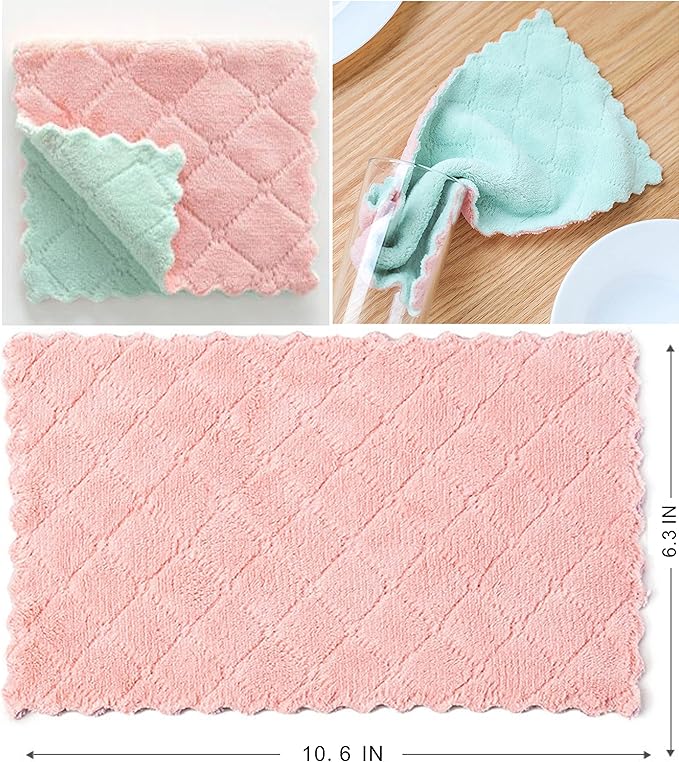 20 Pack Kitchen Cloth, Microfiber Dish Towels Washcloths, Super Absorbent Coral Velvet Dishtowels, Premium Cleaning Cloths,Non-Stick Oil Quick Dry Dish Towels, Soft Tea Towel, Table Cleaning Cloths.