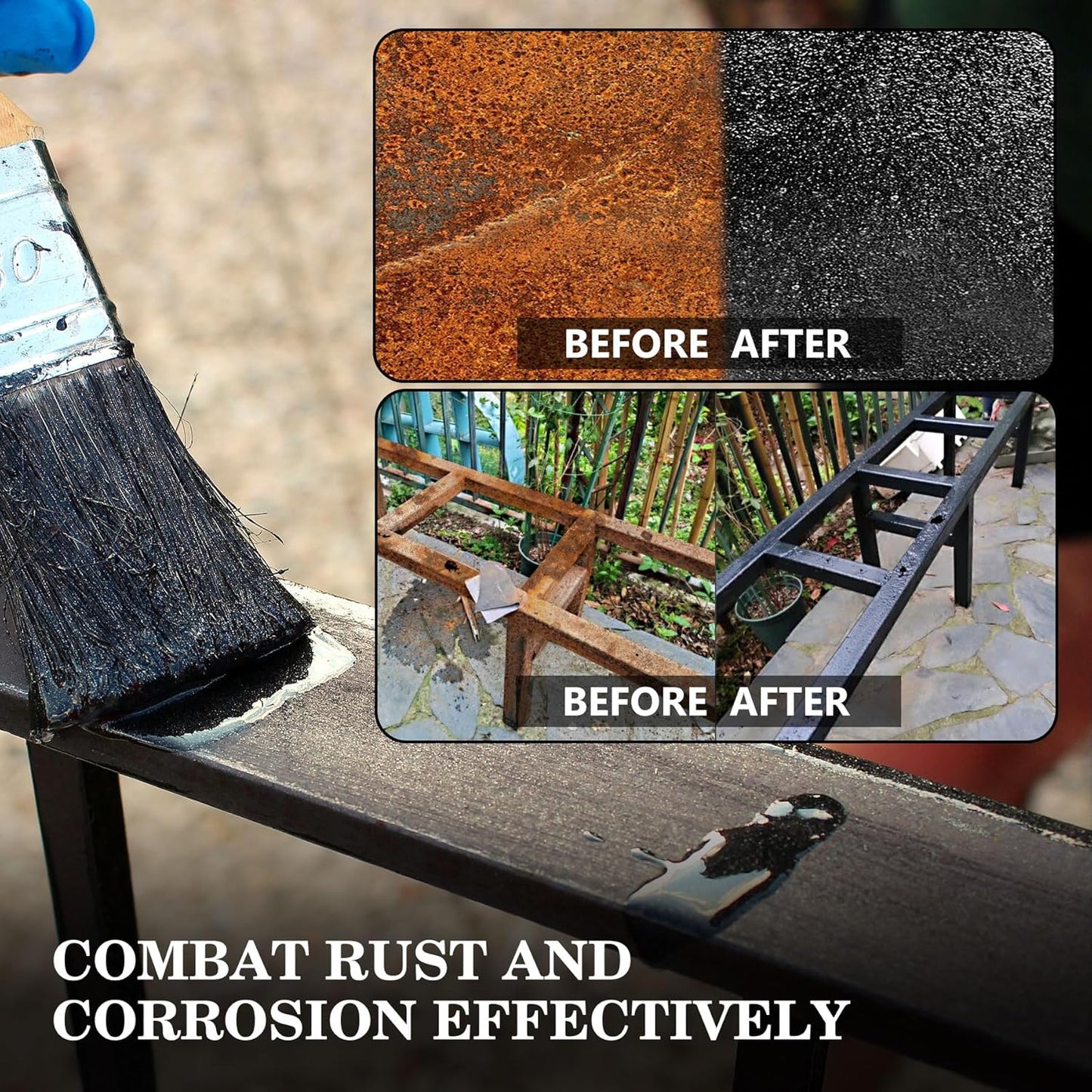 Rust Converter for Metal - Black Metal Primer and Rust Remover, Reformer & Encapsulator, Long-lasting Anti-Rust Effect, Inhibitor Paint for Cars and Various Surfaces - 16 fl. oz