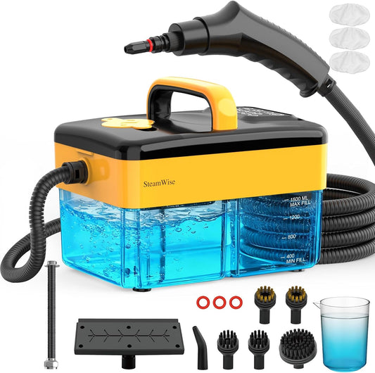 1-PortableYellowSteamCleanerforHome_Car_Kitchen_Bathroom_TileandGroutwithLargeTankandMulti-SurfaceCleaningTools