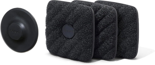 Magnetic Dish Scrubber Sponges with Sink Holder, Odor-Resistant Non-Scratch Cleaning Pads, 3 Pack, Black