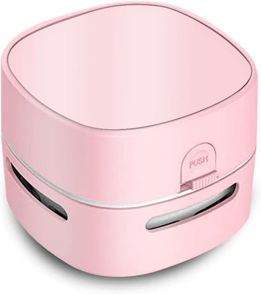 ODISTAR Desktop Vacuum Cleaner, Mini Table dust Sweeper Energy Saving,High Endurance up to 400 mins,360º Rotatable Design for Keyboard/Home/School/Office (Pink)