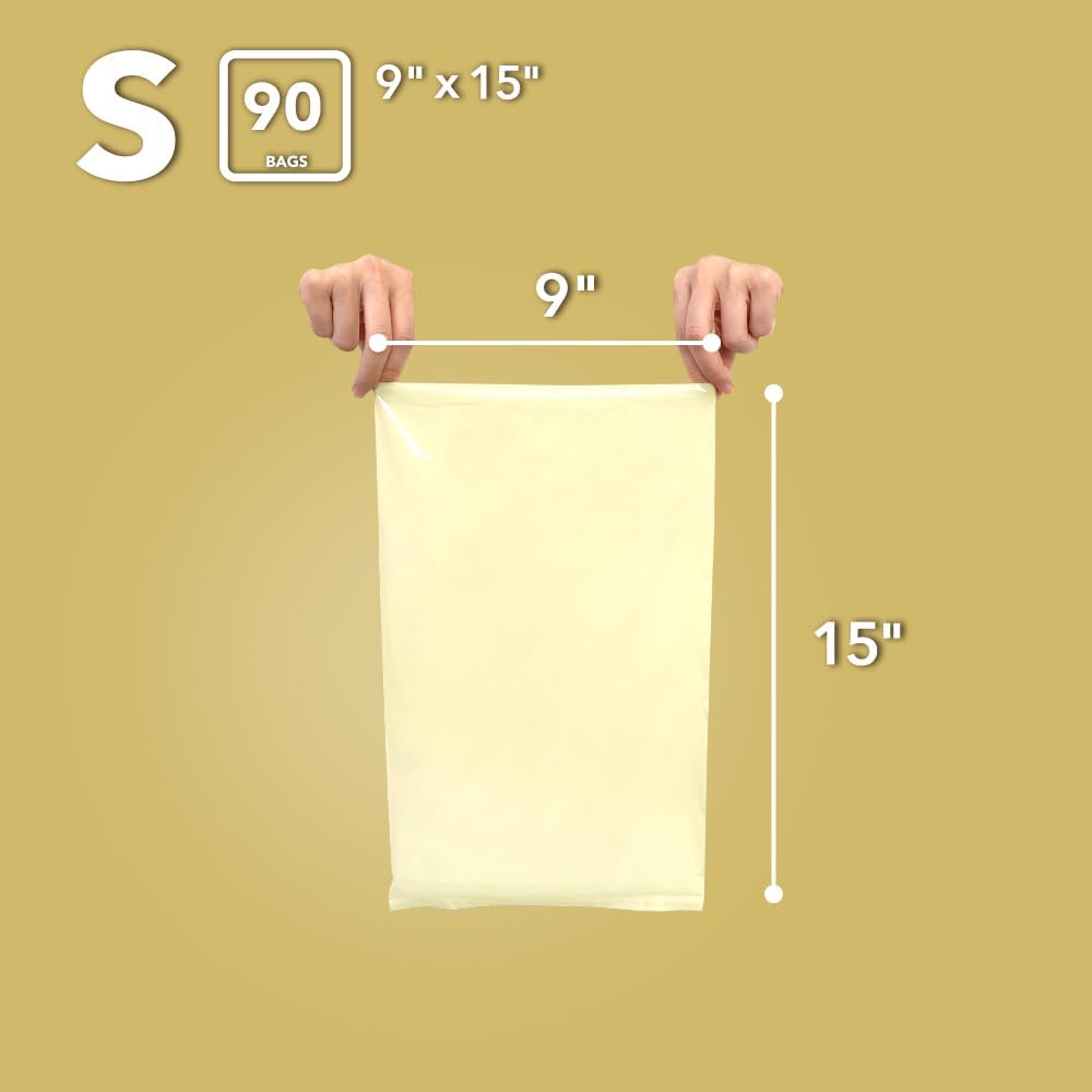 BOS, Odor-Sealing Dirty Diaper Trash Bags - Disposable Bags - Scent & Smell Free (Color: Cream Yellow) (Pack of 1)