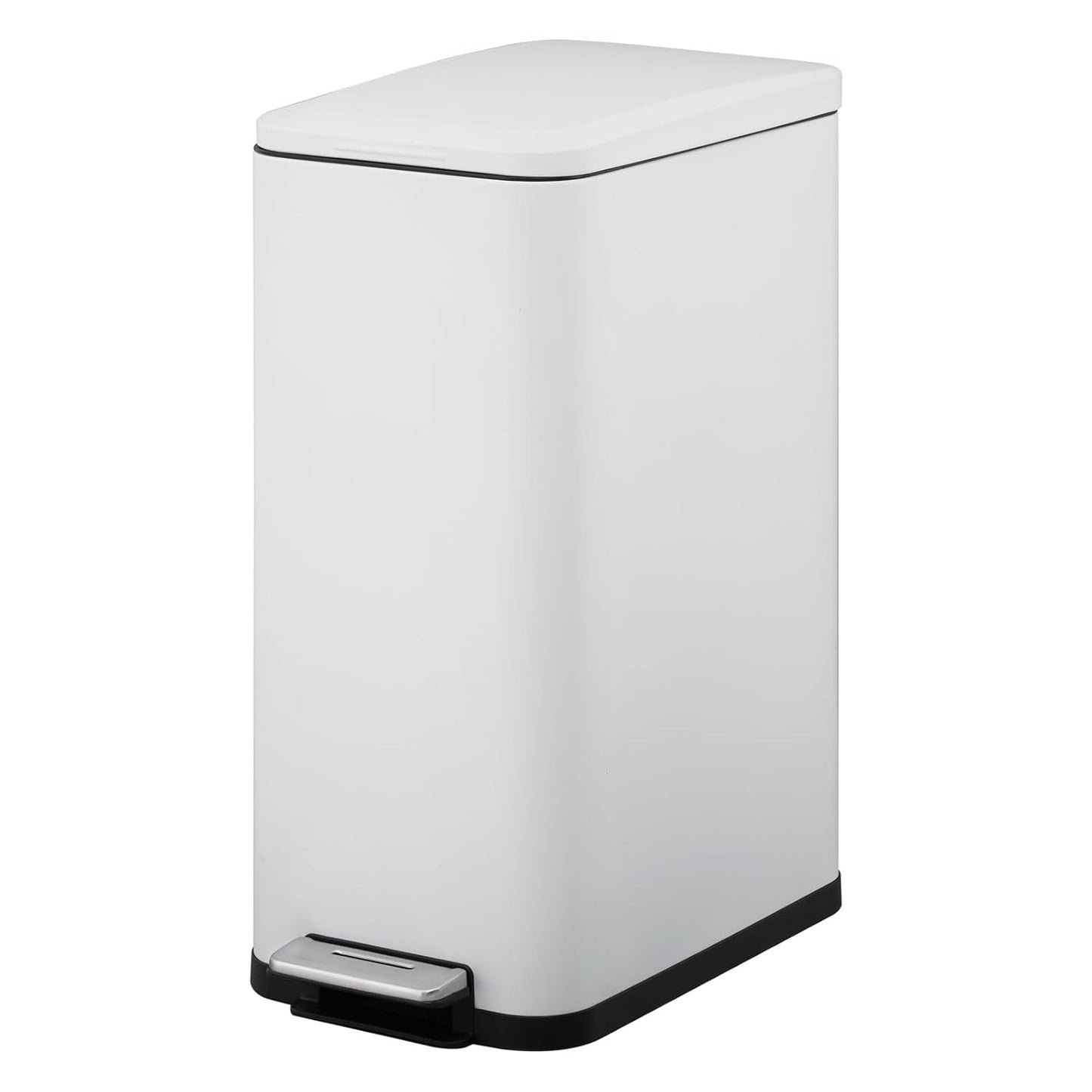 13.2 Gallon / 50L Kitchen Trash Can, Slim Stainless Steel Garbage Can with Removable Inner Bucket, Fingerprint-Proof Step Rubbish Bin with Soft-Close Lid for Narrow Space, Black