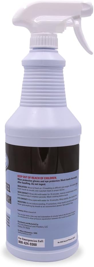 Santeen Stainless Steel Cleaner & Polish, 6-Pack, 32oz Bottle with Trigger Sprayer, Professional Formula