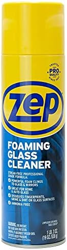 Zep Foaming Glass and Plexiglass Cleaner - 19 Ounces (Case of 2) ZUFGC19 - Foaming Formula Clings to Vertical Surfaces, Trusted by Pros