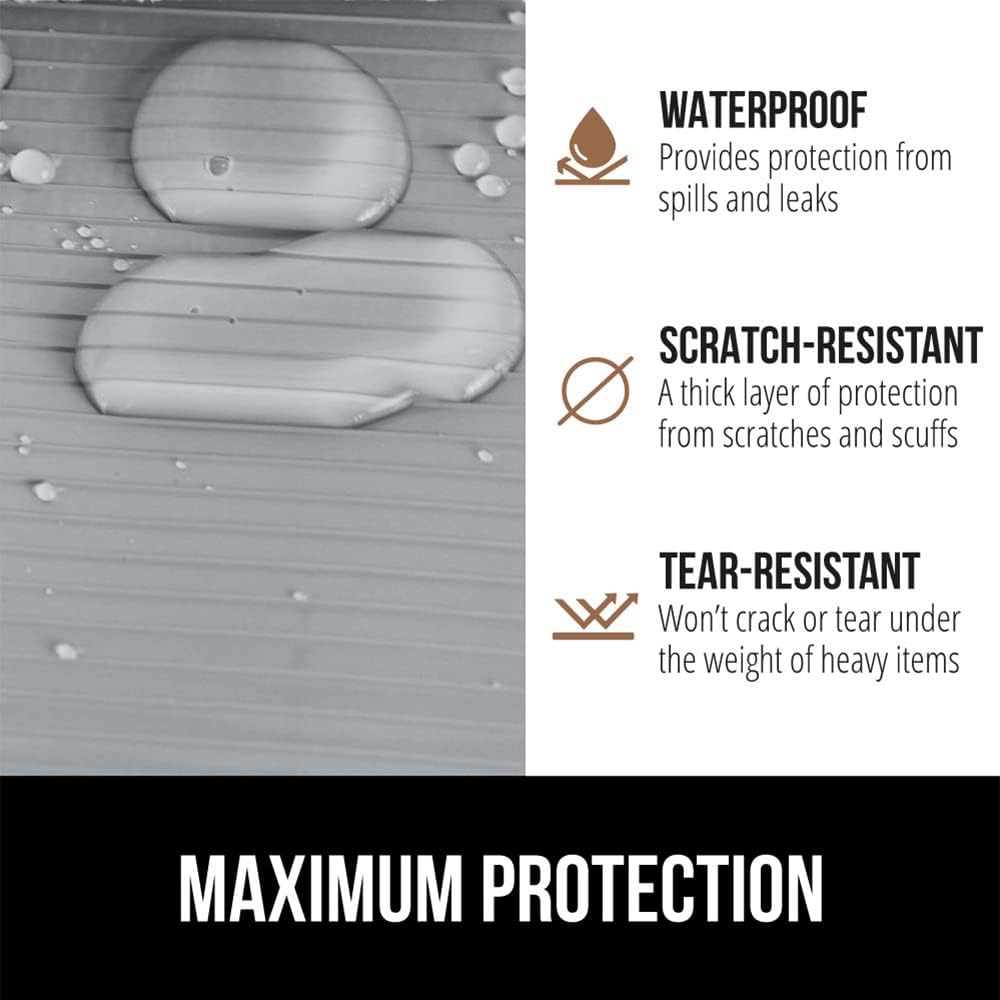 GORILLA GRIP DuraGuard Shelf Liner, Non-Adhesive Cabinet Liners for Kitchen Drawers, Shelves, Refrigerator, Pantry Storage, Bathroom Closet, Durable Waterproof BPA Free Ribbed Plastic, 12x10 Gray