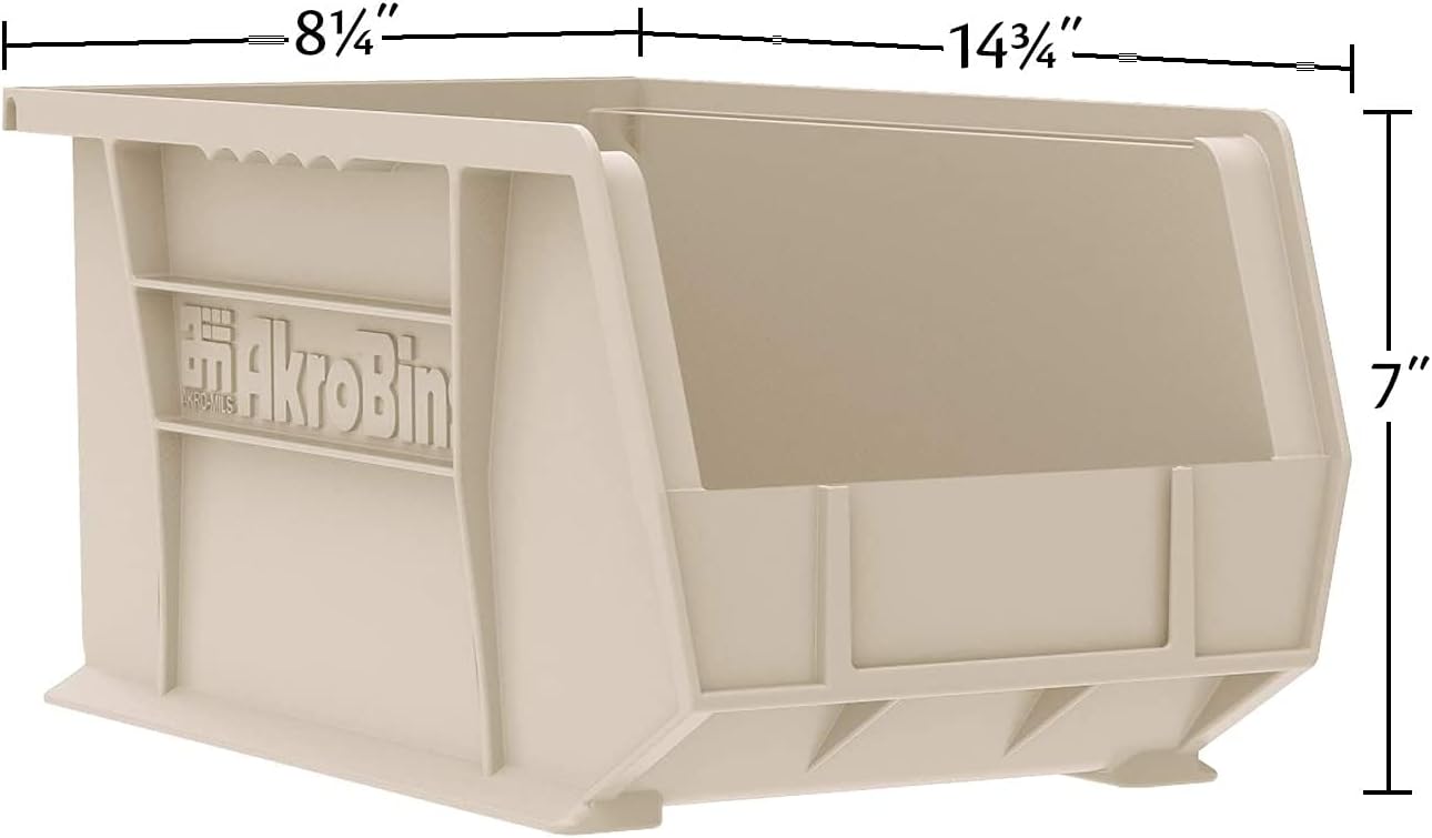 Akro-Mils 30240 AkroBins Plastic Storage Bins, Space-Saving Stackable Bins for Garage, Pantry, Craft Organization, 15-Inch x 8-Inch x 7-Inch, Clear, 12-Pack