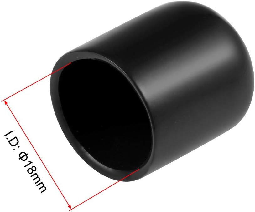 uxcell 20pcs Rubber End Caps 18mm ID Vinyl Round Tube Bolt Cap Cover Thread Protectors Black