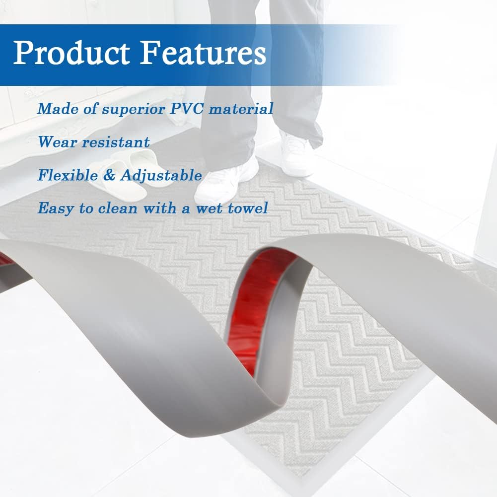 Floor Transition Strip Self Adhesive Carpet & Flooring Transitions Edging Trim Strip PVC Threshold Transitions Suitable for Threshold Height Less Than 5mm (3.3Ft, Dark Gray)