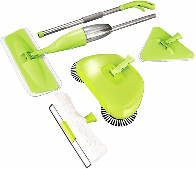 5-in-1 Multi-Purpose Cleaning Kit - Spray Mop, Sweeper, Duster, & Window Cleaner, Ewbank 5 pc Multi-Surface Tool Kit, Green