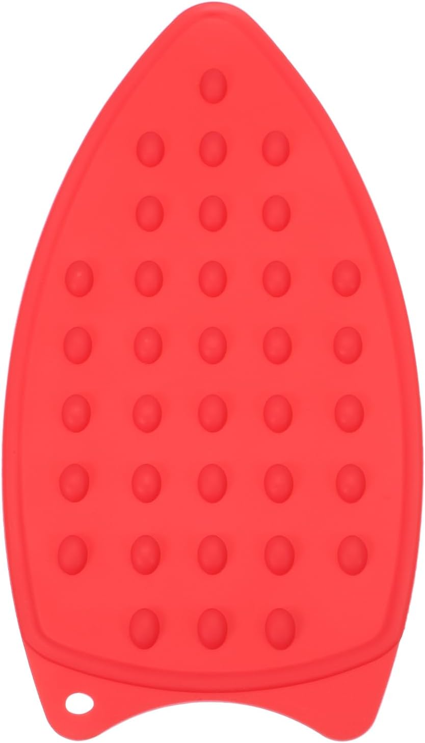 PATIKIL Silicone Iron Rest Pad, Multipurpose Hot Heat Resistant Iron Rest Plate Protective Pad for Ironing Board Hot Resistant Steamer Steam Compact Mat, Red