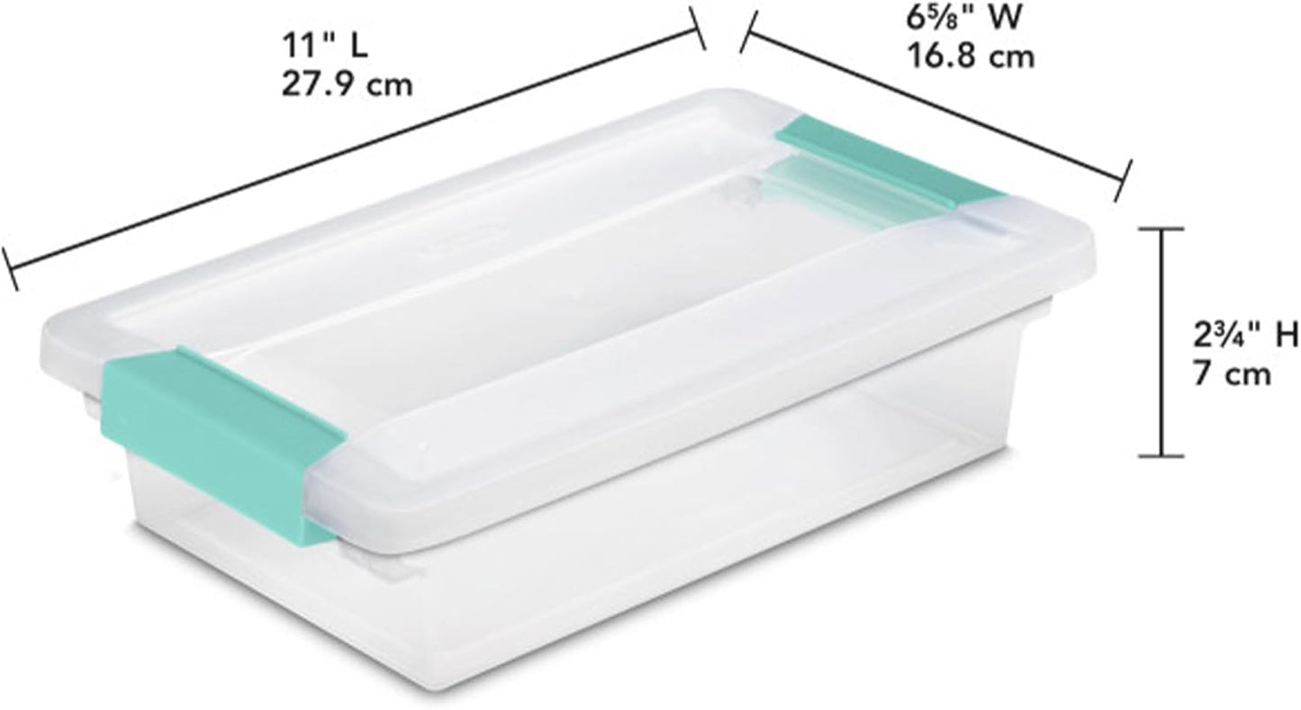 Sterilite 12-Pack Clip Box, Stackable Clear Plastic Bins with Latching Lids, Small - Writing, Arts or Crafts Supplies Storage Containers for Home, Office, Classroom and Workshop Organization