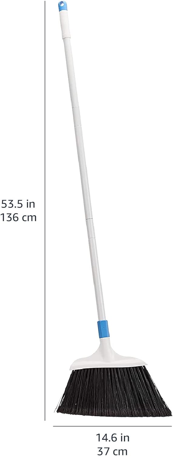 Amazon Basics Heavy-Duty Broom, Blue and White