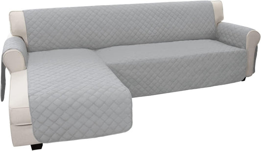 Easy-Going Sofa Slipcover L Shape Sofa Cover Sectional Couch Cover Furniture Protector Mat for Pets Dog Cat (X-Large, Light Gray/Light Gray)
