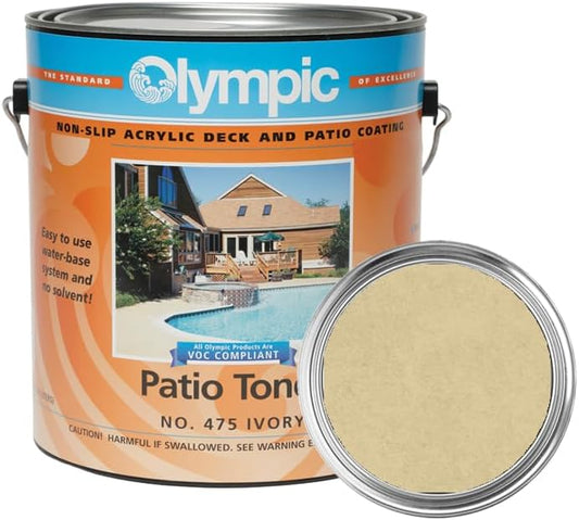 Olympic Patio Tones - Ivory - 1 Gallon - Non-slip acrylic deck and patio coating, concrete restorer.