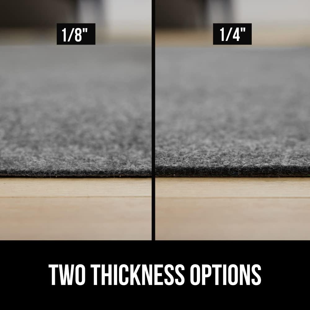 GORILLA GRIP Felt and Natural Rubber Stay in Place Slip Resistant Rug Pad, 1/4in Thick, 8x10 FT Protective Padding Under Area Rugs, Cushioned Gripper Pads, Carpet Runners, Hardwood Floors Protection