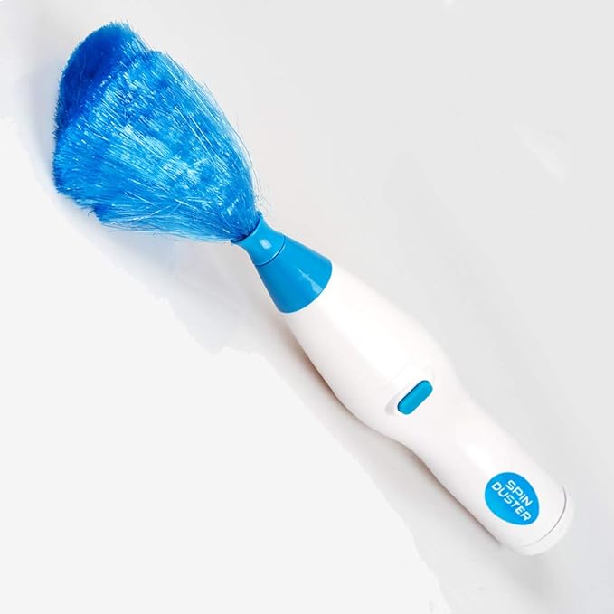 360 ° Spin Hurricane Adjustable Electric Feather Duster Vacuum Cleaner Battery Operated with Touch Button, Larpipao Blue Multifunction Electric Duster