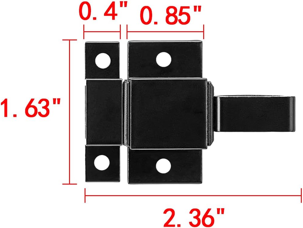 4 Packs Self-Closing Latches, Black Spring Door Lock, Aluminum Alloy Automatic Gate Latch with Spring Loaded Pin, Security Window & Cabinet Lock