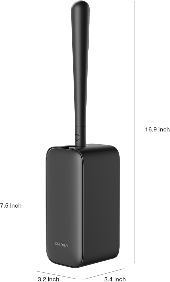 Toilet Cleaner Brush, Diveotree Toilet Brush and Holder for Dead Corner Cleaning, Wall Mounted Toilet Bowl Brush for Bathroom Decor, Toilet Scrubber Brush for Home/Hotel (Black, 1pack)