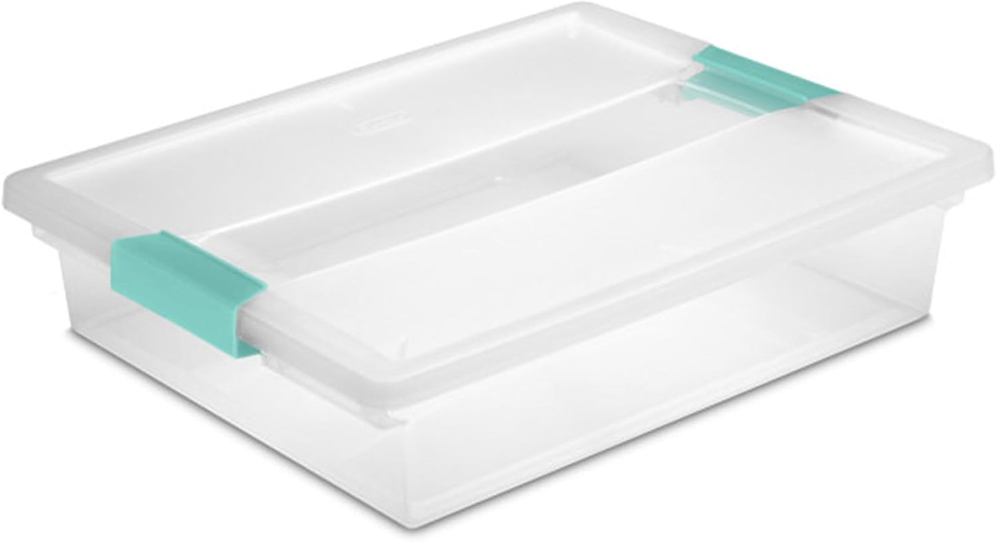 Sterilite 24-Pack Clip Box, Stackable Clear Plastic Bins with Latching Lids, Large - Writing, Arts or Crafts Supplies Storage Containers for Home, Office, Classroom and Workshop Organization
