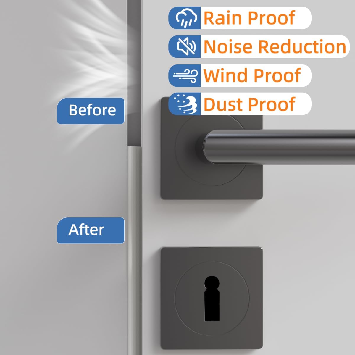 Wedge-Shape Window Weather Stripping Door Frame Seal Strip 196” White,Upgrade Black Foam,Soundproofing,Draft Stopper,Winter Insulation,Noise Blocker, Gap Filler for Exterior Front Door Side
