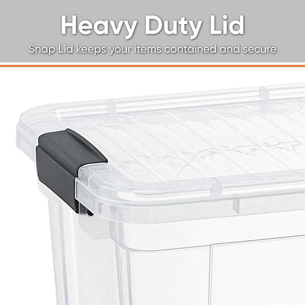 Superio Clear Storage Boxes with Lids, 8.75 Quart Plastic Container Bins for Organizing, Stackable Crates, BPA Free, Non Toxic, Odor Free, Organizers for Home, Office and Dorm, 4 Pack