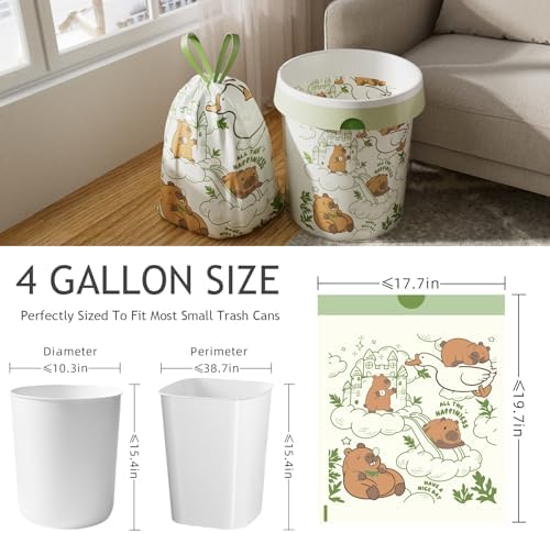 4 Gallon Drawstring Small Kitchen Trash Bags - 50 Counts