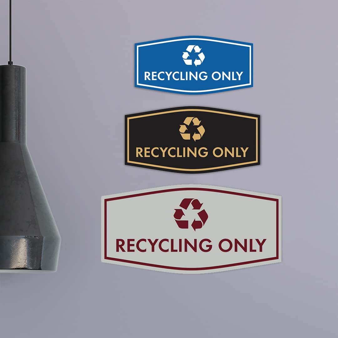 Fancy Recycling Only Sign (White/Red) - Small