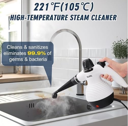 Handheld Steam Cleaner, a versatile and portable home cleaning device, comes with a 10-piece accessory set. Effortlessly removes stubborn stains like dirt and grease, saving you time and effort.