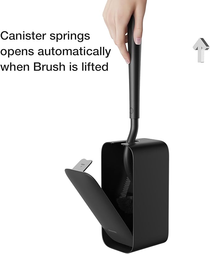 Toilet Cleaner Brush, Diveotree Toilet Brush and Holder for Dead Corner Cleaning, Wall Mounted Toilet Bowl Brush for Bathroom Decor, Toilet Scrubber Brush for Home/Hotel (Black, 1pack)