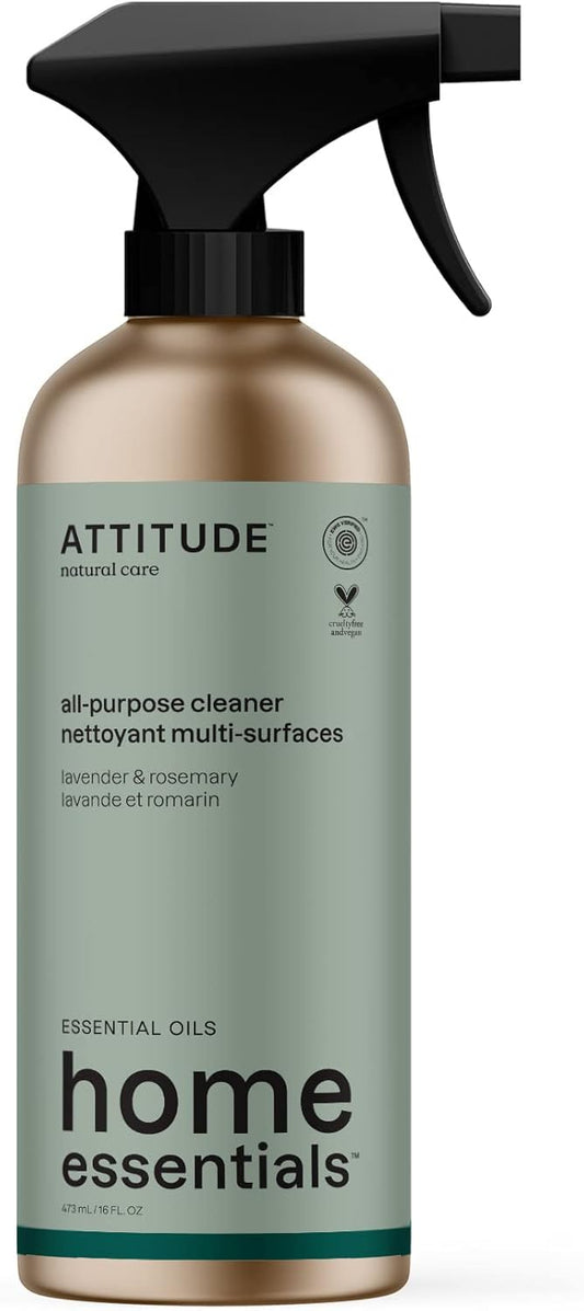 ATTITUDE All Purpose Cleaner, EWG Verified Multi-Surface Products, Vegan, Naturally Derived Multipurpose Cleaning Spray, Lavender and Rosemary, 16 Fl Oz