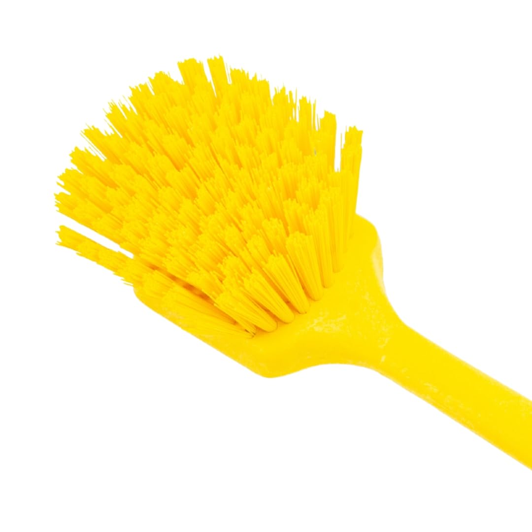SPARTA 40501EC04 Plastic Large Scrub Brush, Kitchen Brush, Utility Brush With Long Handle For Cleaning, 20 Inches, Yellow