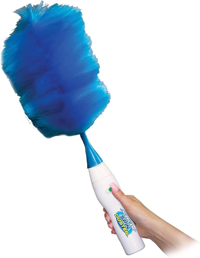 360 ° Spin Hurricane Adjustable Electric Feather Duster Vacuum Cleaner Battery Operated with Touch Button, Larpipao Blue Multifunction Electric Duster