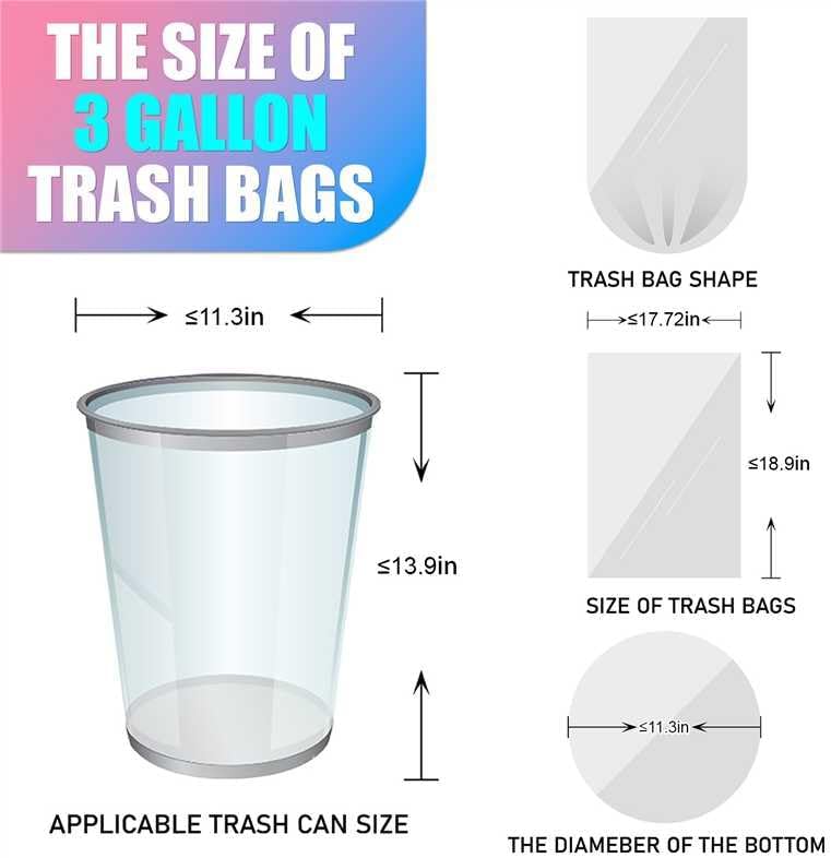 300 Count 3 Gallon Trash Bags - 12 Liter Colored Small Garbage Bags Unscented Wastebasket Liners Heavy Duty & Leakproof Mini Can Liners for Bathroom Toilet Home Office