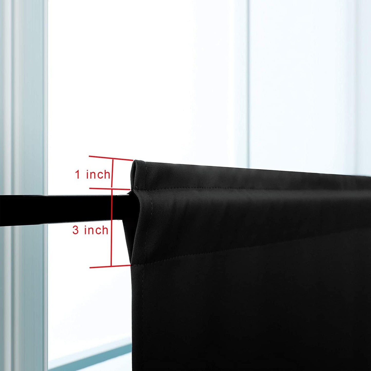 Pickluc 24 Inch Long Tier Curtains for Small Window Treatment, Short Blackout Curtain with Rod Pocket - Half Window Curtains for Kitchen, Cabinet, Basement, Camper, 2 Panels, Black, 30 Inches Wide