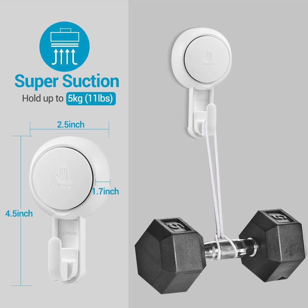LUXEAR Suction Hooks Powerful Suction Cup Hooks Vacuum Suction Holder Heavy Duty Shower Suction Hooks Glass Door Window Christmas Wreath Hanger Waterproof Suction Hanger for Bathroom Kitchen-6Pack
