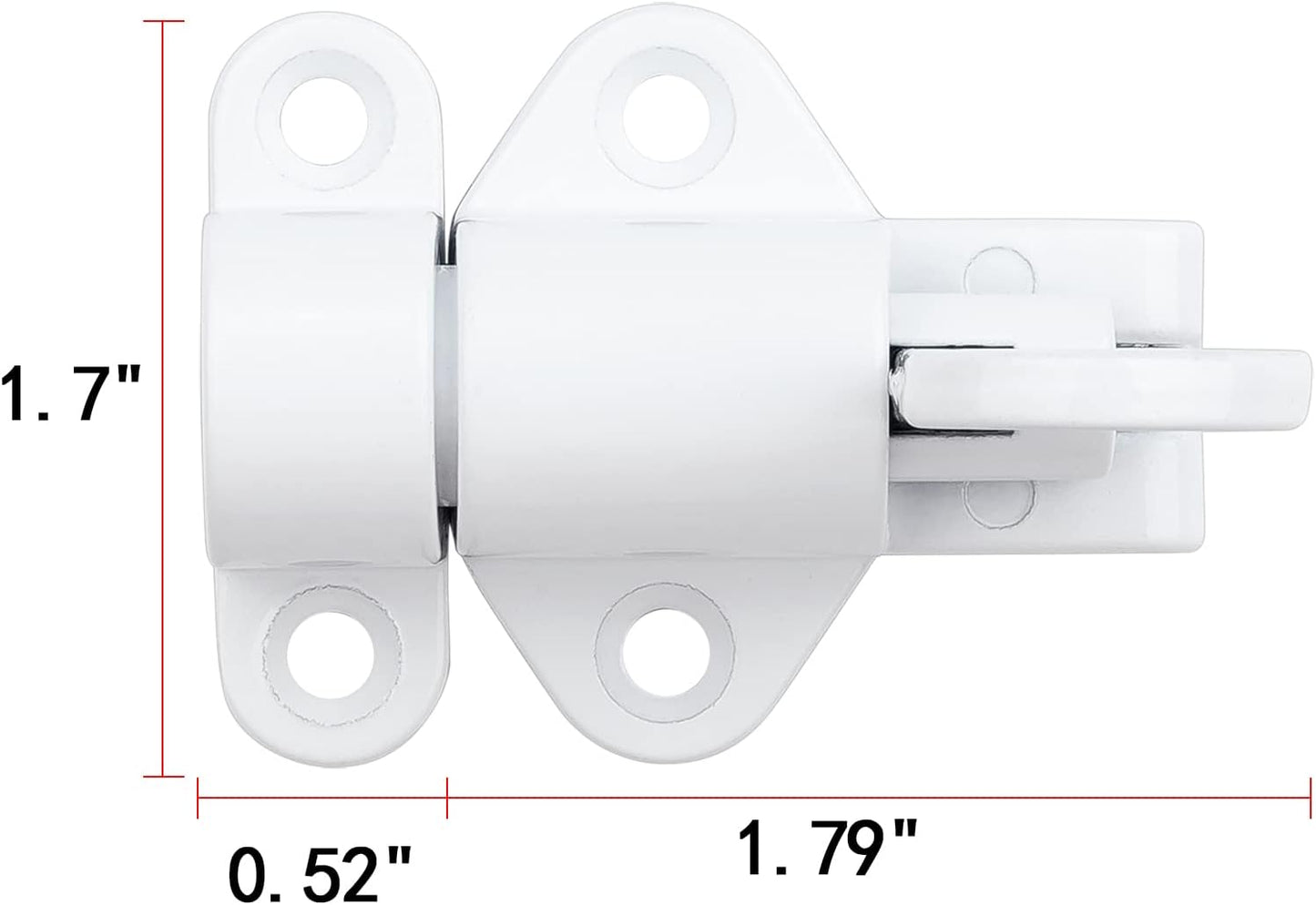4 Packs Self-Closing Latches，White Spring Door Lock，Resilient Bolt Latch Aluminum Alloy Safety Automatic Spring Barrel Slide Door Lock with Screws,Used for Gate,Window and Cabinet etc