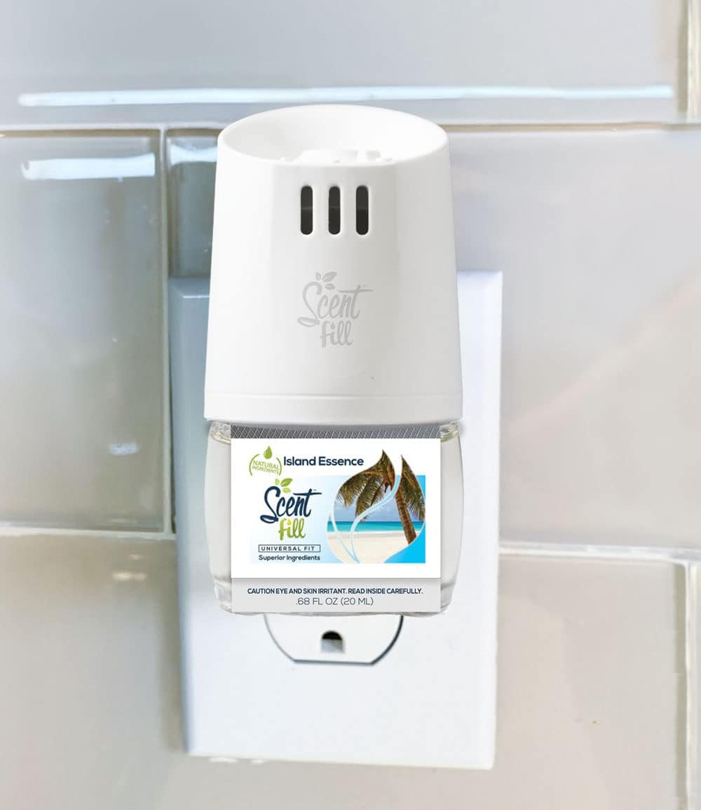 Summer Scent Fill Plug in Air Freshener Kit (Cucumber Melon, Grapefruit Vanilla, Island Essence, and Jasmine Nectar), 4 Refills + Diffuser